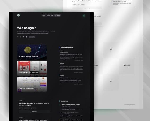 A customizable portfolio website built with Next.js 15.2, TypeScript, Tailwind CSS v4, and Sanity CMS. Perfect for developers, designers, and creatives looking to showcase their work in a modern, responsive format.